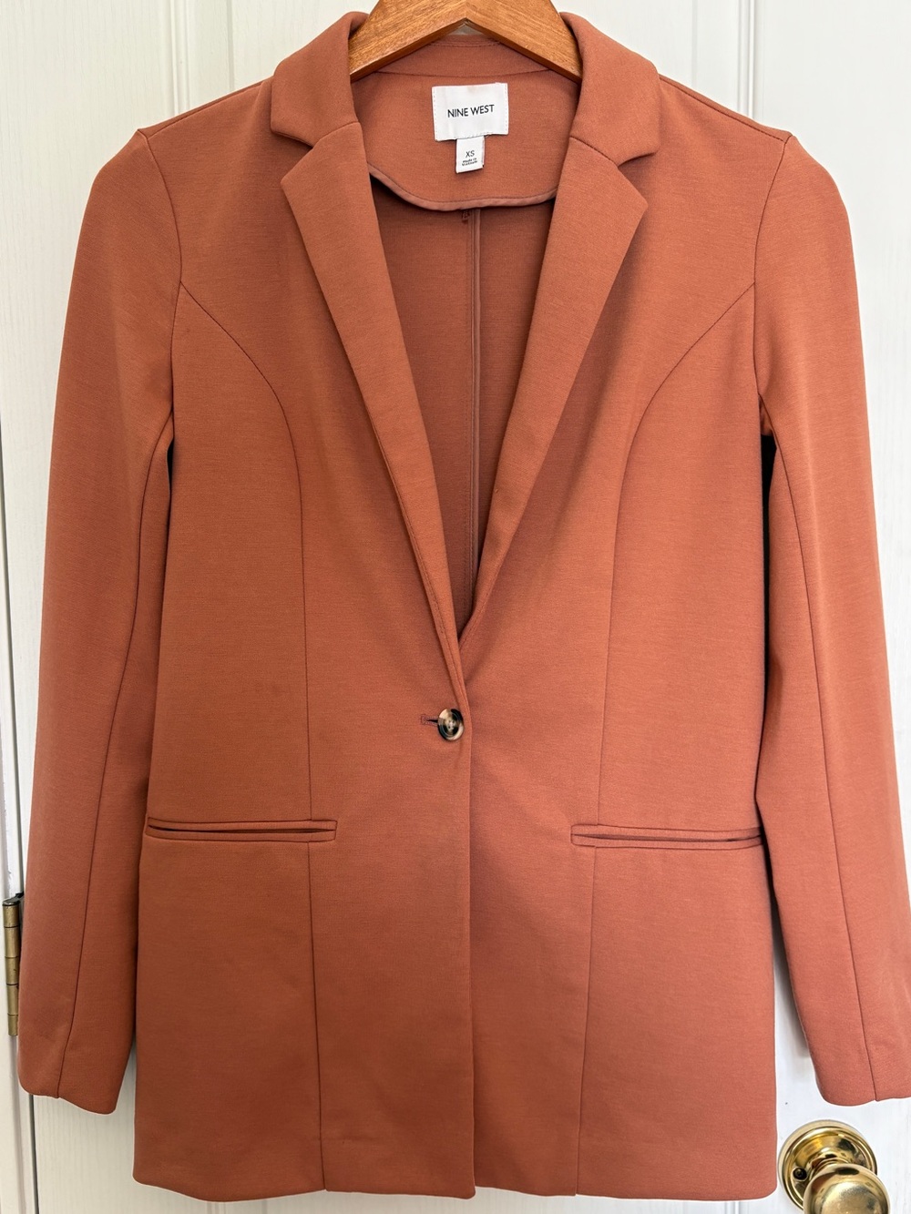 Nine West Rust Orange Single Button Blazer Jacket Size XS